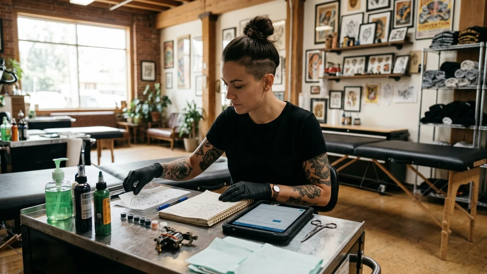 Tattoo artist scrolling through endless Instagram DMs on their phone