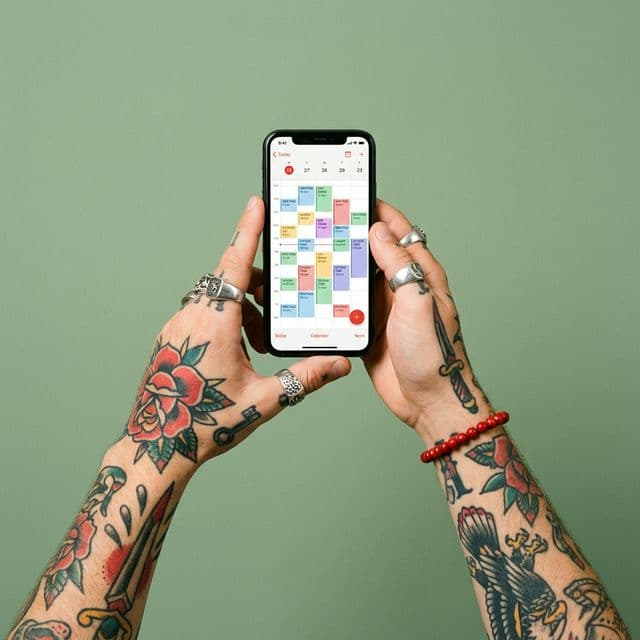 Clean organized booking calendar on a phone showing scheduled appointments