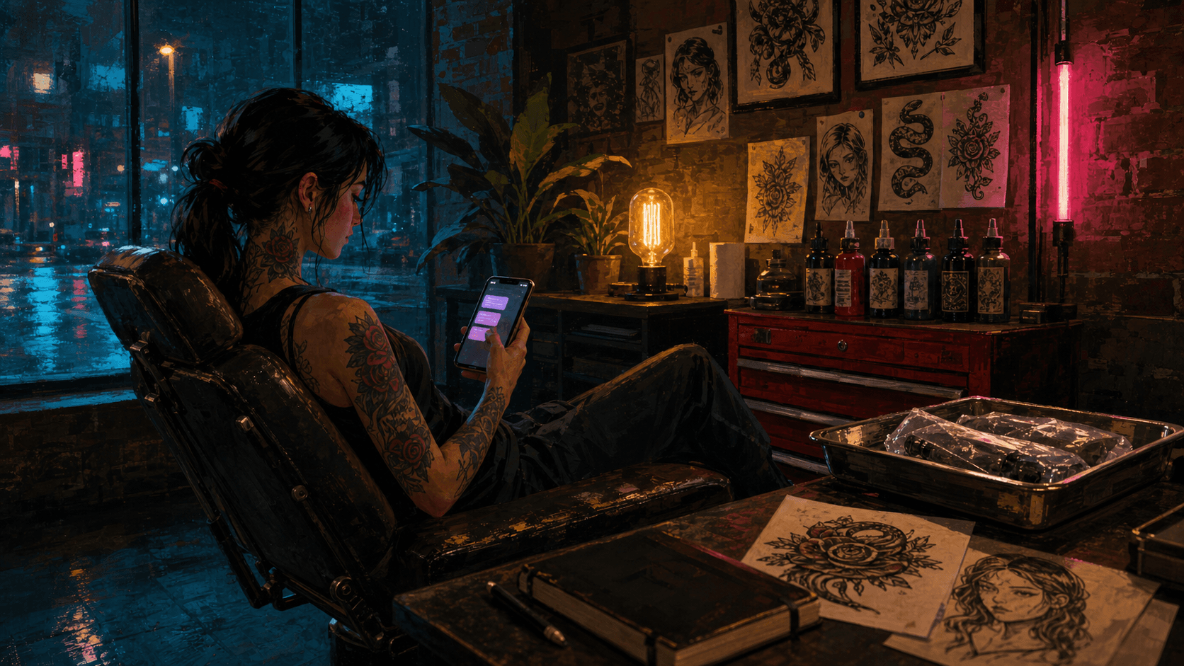 LVL2 tattoo booking app on a mobile device